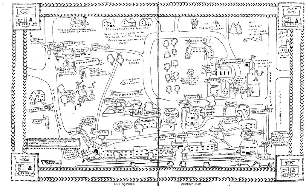 Bryn Mawr campus map in The Book of the Class of Nineteen Twenty-Six, 1926. Bryn Mawr College Special Collections.